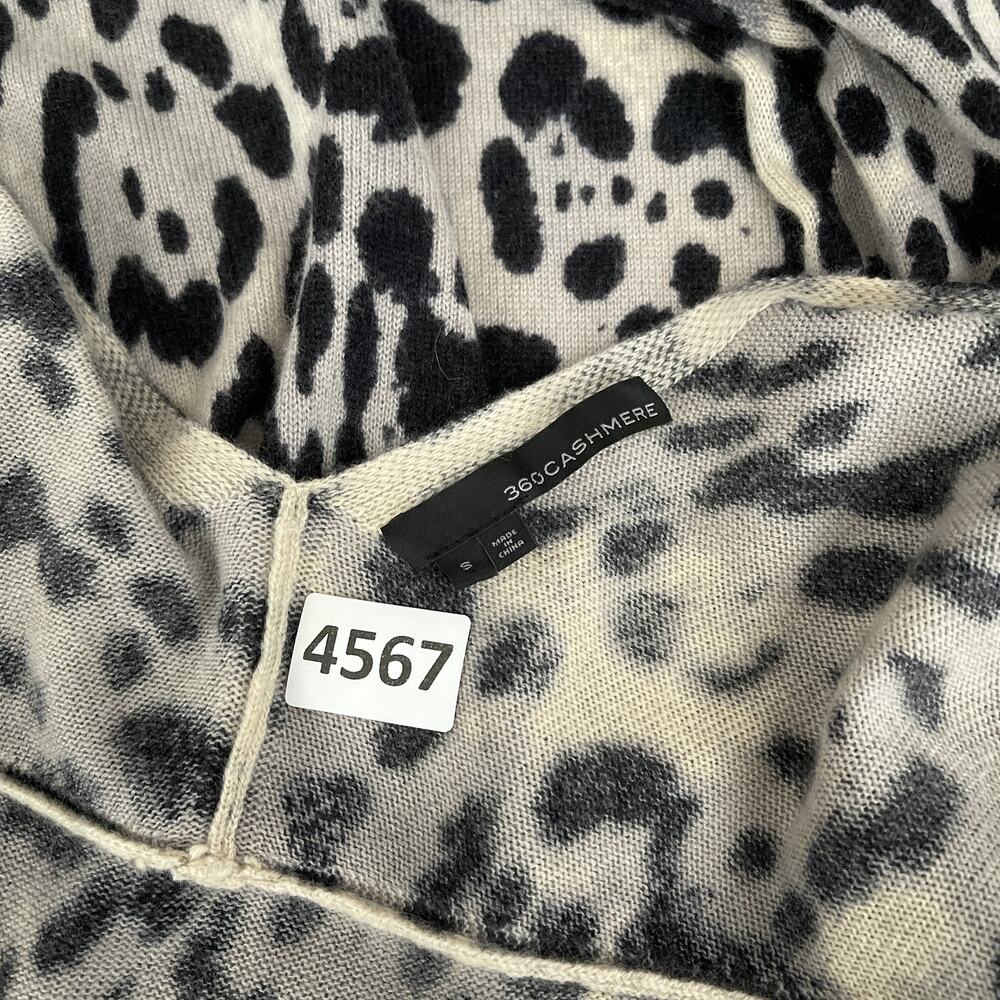360 Cashmere Cardigan Sweater Womens S Jocelyn Leopard Dip Dye Longline Designer - Picture 7 of 11